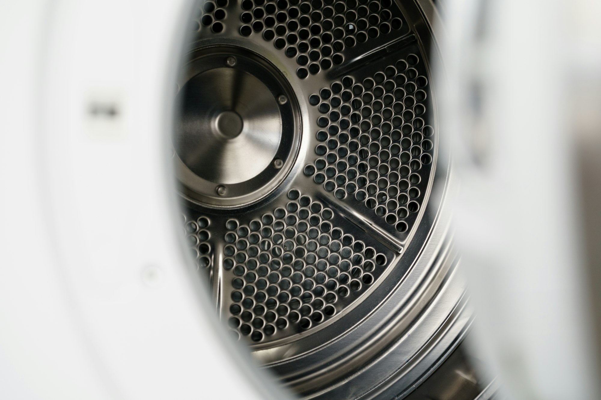 Close up of new dryer machine in household appliances store